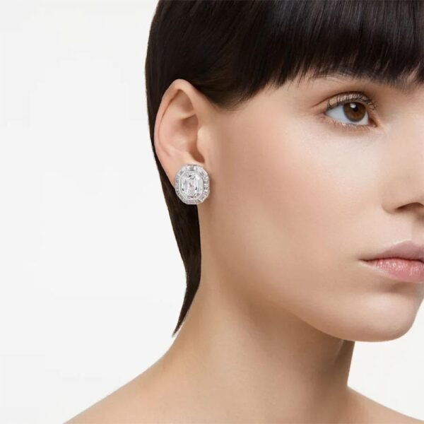 Swarovski Mesmera clip earrings Octagon cut, White, Rhodium plated 5669913 - Image 2