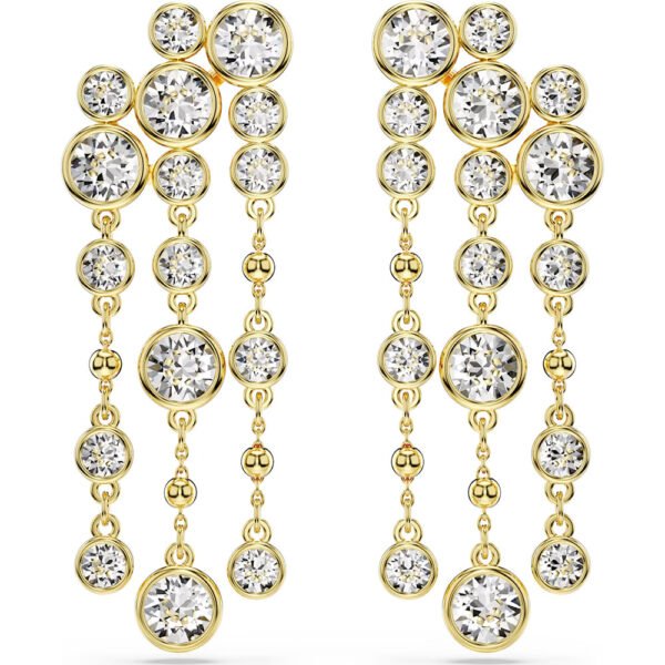 Swarovski Imber drop earrings Round cut, Chandelier, White, Gold-tone plated 5680093 - Image 3