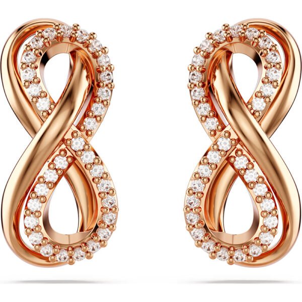 Swarovski Hyperbola stud earrings Infinity, White, Rose gold-tone plated 5684085 - Image 3