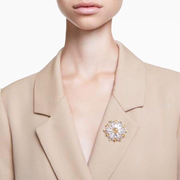 Swarovski Idyllia pendant and brooch Flower, Long, Yellow, Rhodium plated 5679947 - Image 3