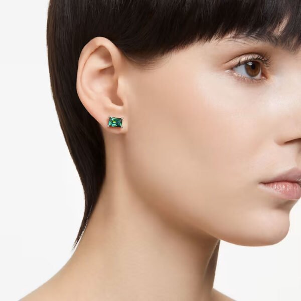 Swarovski Matrix drop earrings Mixed cuts, Green, Rhodium plated 5665786 - Image 3