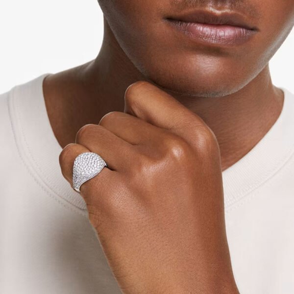 Swarovski Sublima cocktail ring, White, Rhodium plated - Image 3