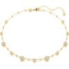 Swarovski Imber necklace Round cut, Scattered design, White, Gold-tone plated 5680090