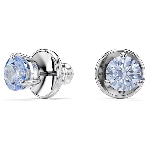 Swarovski Solitaire stud earrings Round cut, Blue, Rhodium plated 5725002 - Image 2