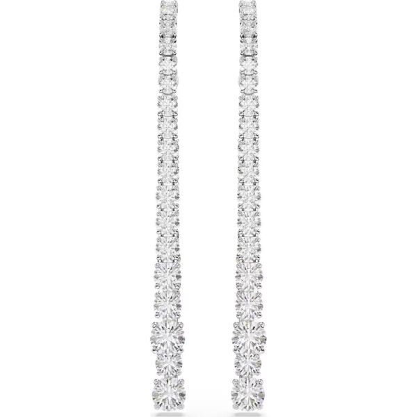 Swarovki Matrix drop earrings Gradient of round cuts, White, Rhodium plated 5709257 - Image 3