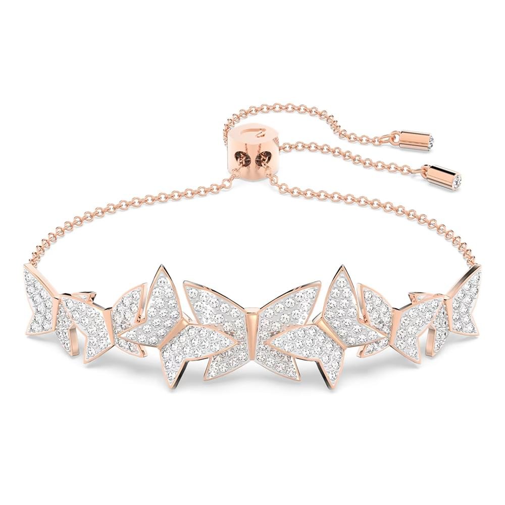 Swarovski Lilia Bracelet, Butterfly, White, Rhodium Plated