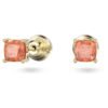 Swarovski Stilla stud earrings, Cushion cut, Orange, Gold-tone plated 5639123