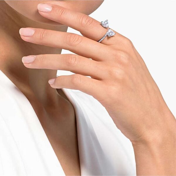 Swarovski Mesmera open ring Heart, White, Rhodium plated - Image 2