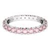 Swarovski Matrix ring Round cut, Pink, Rhodium plated