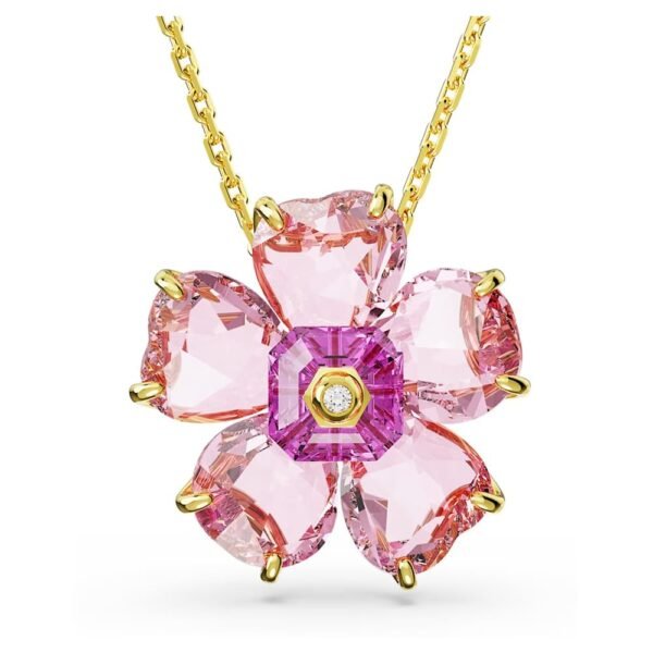 Swarovski Florere necklace Flower, Pink, Gold-tone plated 5650569