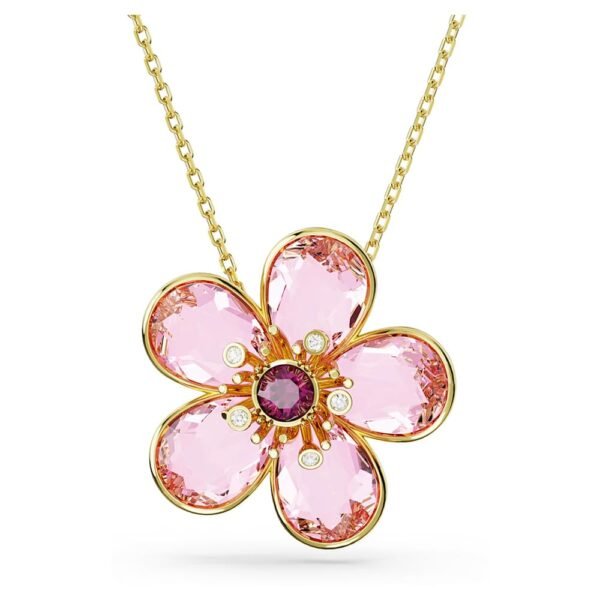 Swarovski Florere pendant Flower, Small, Pink, Gold-tone plated 5657875