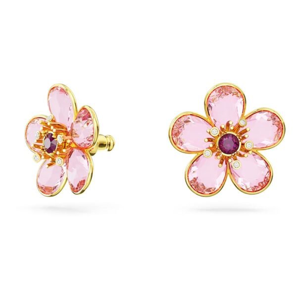 Swarovski Florere stud earrings Flower, Pink, Gold-tone plated 5656635