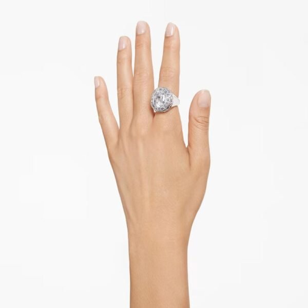 Swarovski Mesmera cocktail ring Octagon cut, White, Rhodium plated - Image 2