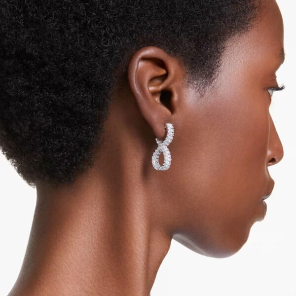 Swarovski Hyperbola hoop earrings Infinity, White, Rhodium plated 5684047 - Image 3