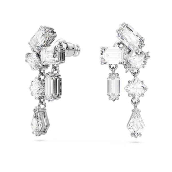 Swarovski Mesmera drop earrings Mixed cuts, White, Rhodium plated 5665825 - Image 2