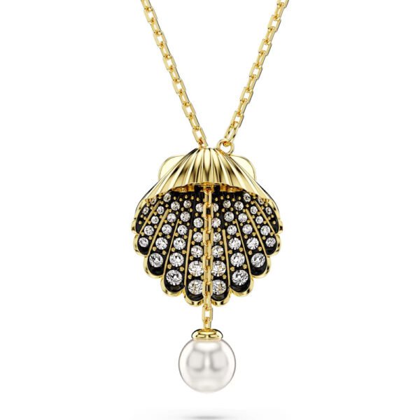 Swarovski Idyllia Y pendant, Crystal pearl, Shell, White, Gold-tone plated 5683968