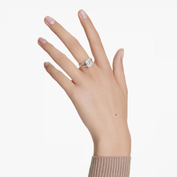 Swarovski Stilla cocktail ring, Octagon cut, White, Rhodium plated - Image 2