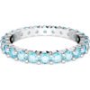 Swarovski Matrix ring, Round cut, Blue, Rhodium plated