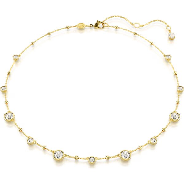 Swarovski Imber necklace Round cut, Scattered design, White, Gold-tone plated 5680090
