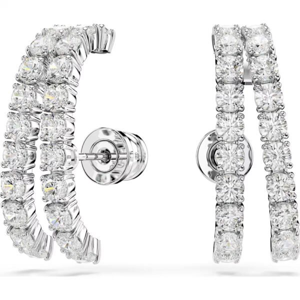 Swarovski Matrix ear cuffs Round cut, White, Rhodium plated 5705835