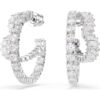 Swarovski Matrix hoop earrings Mixed cuts, Heart, White, Rhodium plated 5705748