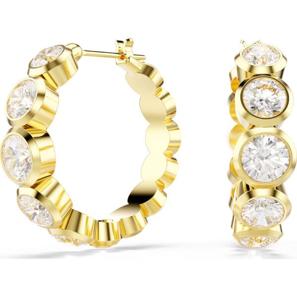 Swarovski Imber hoop earrings Round cut, White, Gold-tone plated 5711483
