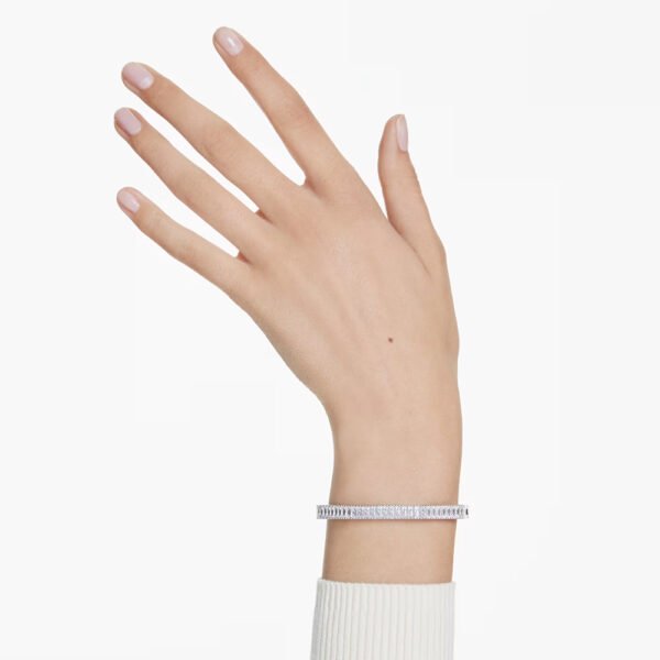 Swarovski Matrix bangle Baguette cut, White, Rhodium plated