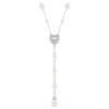 Swarovski Arianna Grande Y necklace, Crystal pearl, Mixed cuts, Heart, White, Rhodium plated 5720855