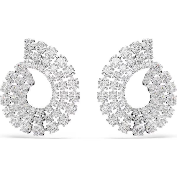 Swarovski Matrix hoop earrings Mixed round cuts, White, Rhodium plated 5705834