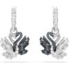 Swarovski Swan drop earrings Black, Rhodium plated 5705728