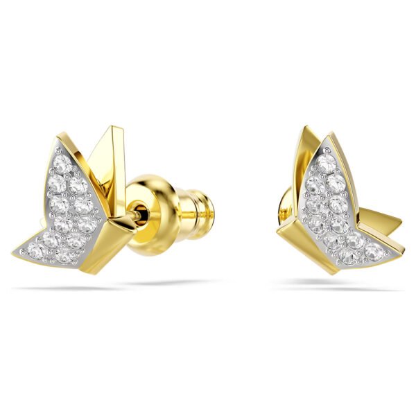Swarovski Idyllia Lilia stud earrings Butterfly, White, Gold-tone plated 5736070