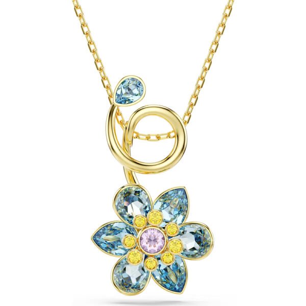 Swarovski Idyllia pendant Mixed cuts, Flower, Blue, Gold-tone plated 5709029