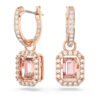 Swarovski Millenia drop earrings Octagon cut, Pink, Rose gold-tone plated 5649474