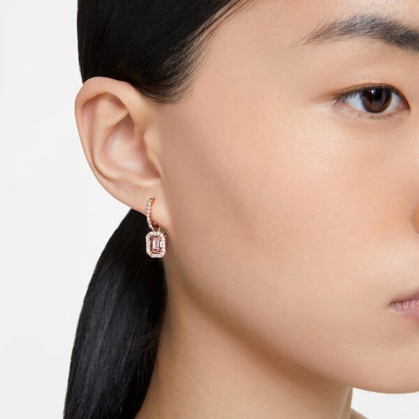 Swarovski Millenia drop earrings Octagon cut, Pink, Rose gold-tone plated 5649474