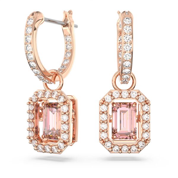 Swarovski Millenia drop earrings Octagon cut, Pink, Rose gold-tone plated 5649474