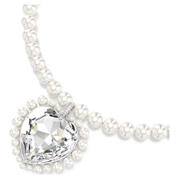 Ariana Grande x Swarovski necklace Crystal pearl, Heart cut, Heart, White, Rhodium plated 5720858