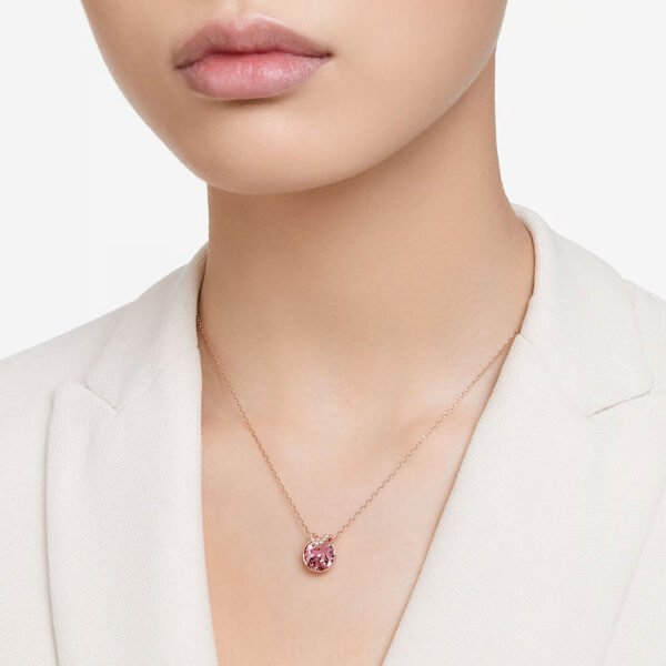 Swarovski Bella V pendant Round cut, Blue, Rhodium plated 5734232