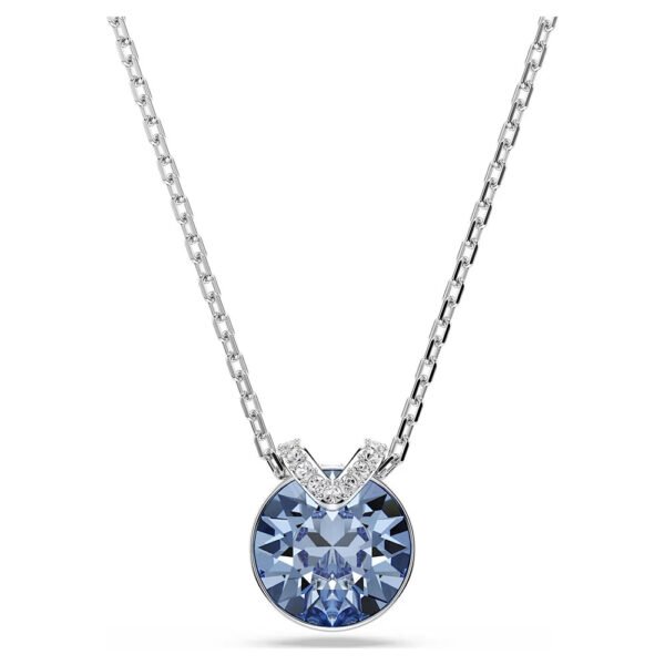 Swarovski Bella V pendant Round cut, Blue, Rhodium plated 5734232