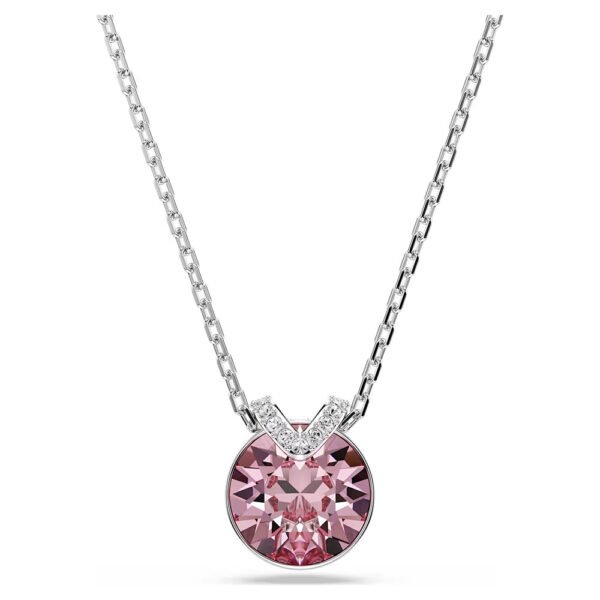 Swarovski Bella V pendant Round cut, Pink, Rhodium plated 5734230