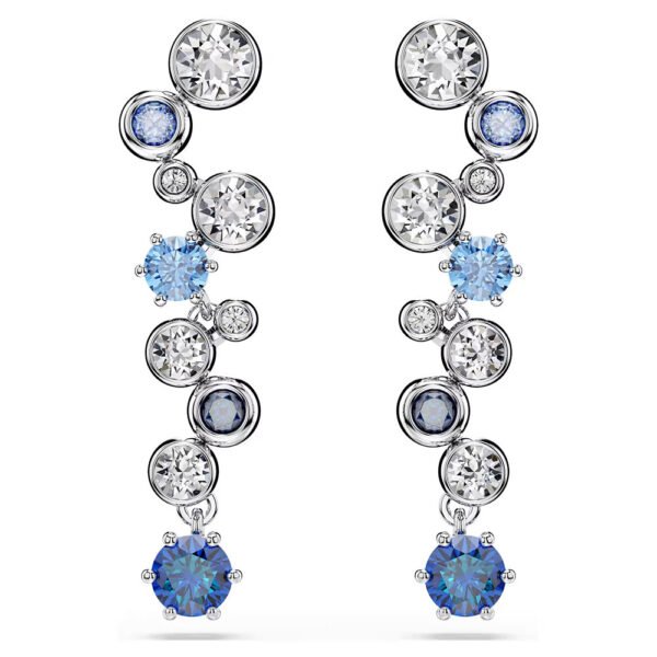 Swarovski Constella drop earrings Mixed cuts, Blue, Rhodium plated 5732775
