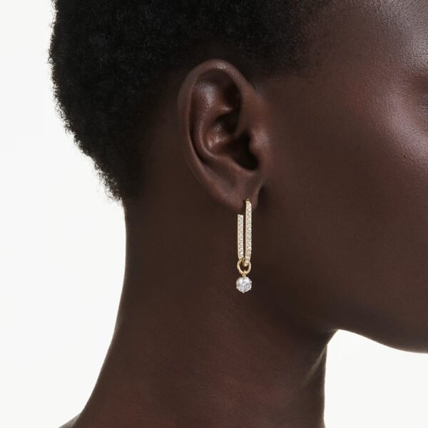 Swarovski Constella drop earrings Round cut, White, Gold-tone plated 5728587