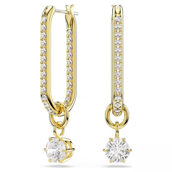 Swarovski Constella drop earrings Round cut, White, Gold-tone plated 5728587