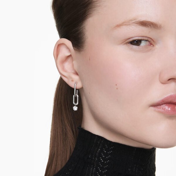 Swarovski Constella drop earrings Round cut, White, Rhodium plated 5728584