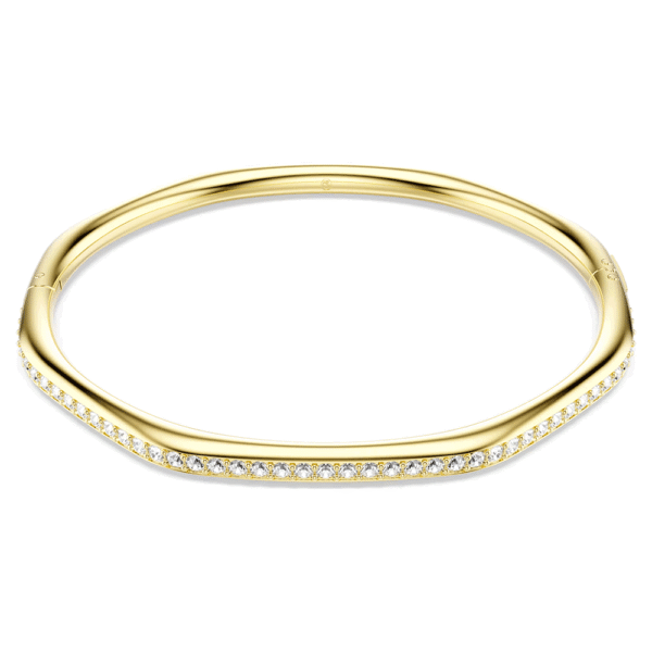 Swarovski Dextera bangle Octagon shape, Round cut, White, Gold-tone plated
