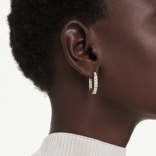 Swarovski Dextera hoop earrings Octagon shape, Round cut, White, Gold-tone plated 5724584