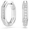 Swarovski Dextera hoop earrings, Octagon shape, Round cut, White, Rhodium Plated 5724585