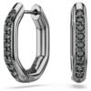Swarovski Dextera hoop earrings Octagon shape, Round cut, White, Ruthenium plated 5724586