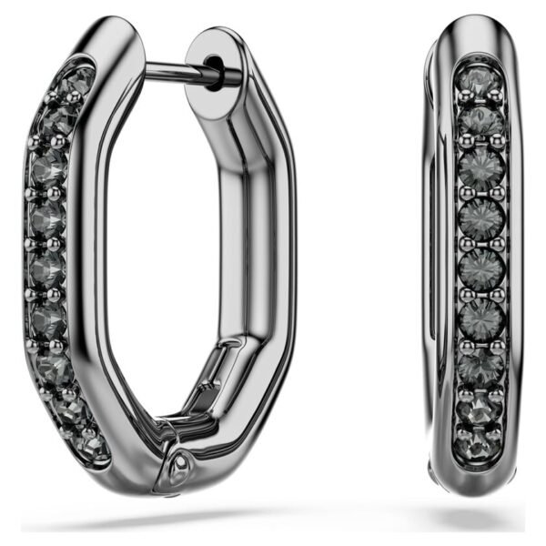 Swarovski Dextera hoop earrings Octagon shape, Round cut, White, Ruthenium plated 5724586