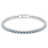 Swarovski Imber Emily Tennis bracelet Round cut, Blue, Rhodium plated 5734239