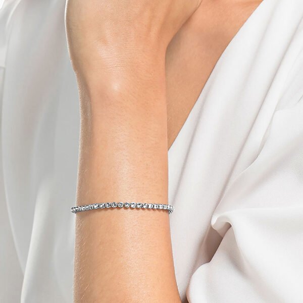 Swarovski Imber Emily Tennis bracelet Round cut, Blue, Rhodium plated 5734239